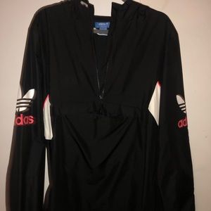 Adidas black/white and pink windbreaker